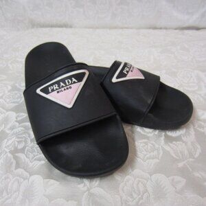 PRADA triangle logo rubber slides